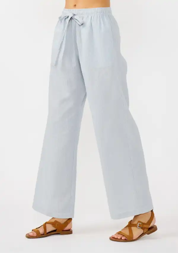 Ribbed Drawstring Straight Pants