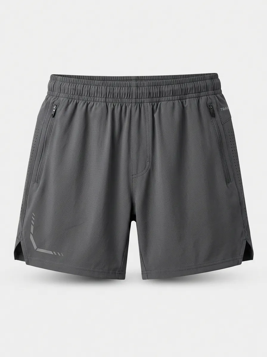 Men's Athletic Breathable Zipper Pocket Printed Training Shorts