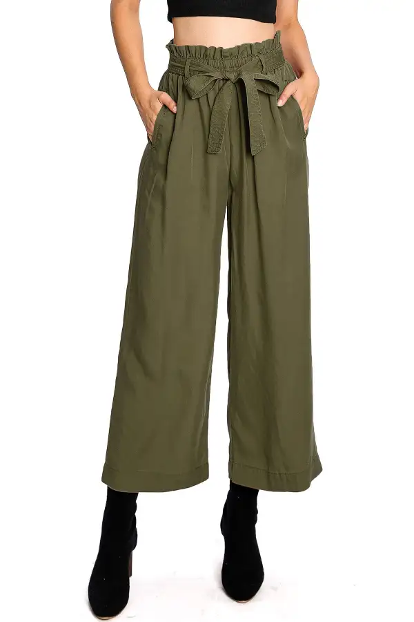 Light Blue High - Rise Drawstring Culottes