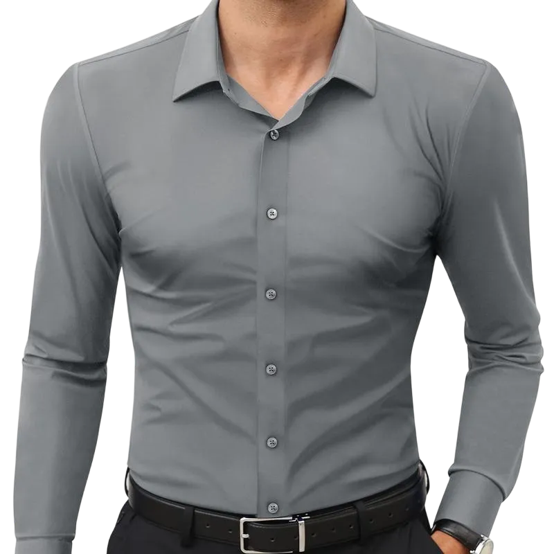 Men's quick-drying, breathable, wrinkle-resistant, slim-fit, super stretch shirt