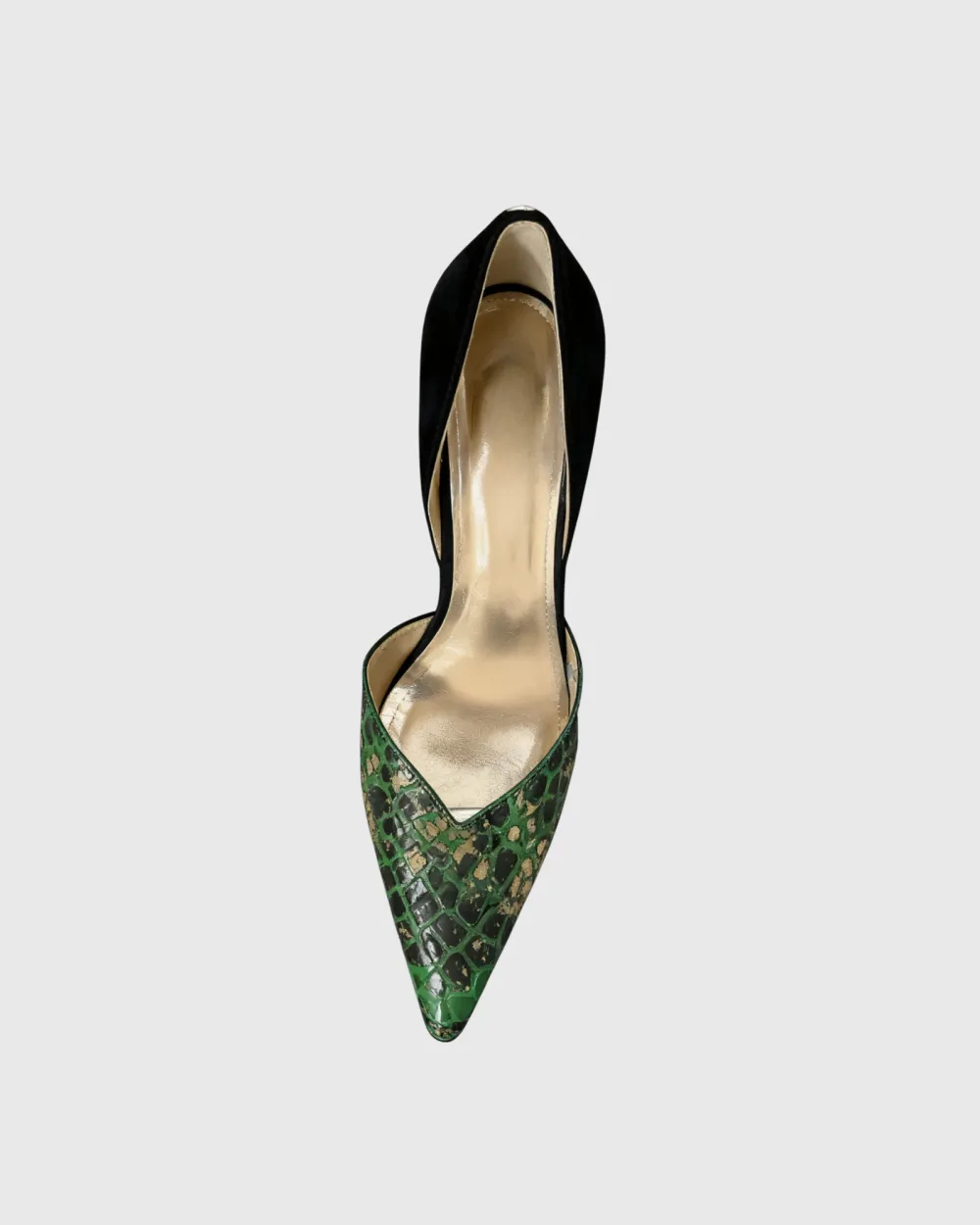 Snake Print Vintage Pumps in Green