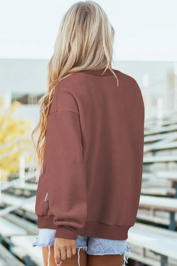 Relaxed Drop Shoulder Mock Neck Sweatshirt