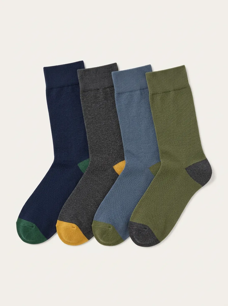 Practical Printed Fit Men's Four Pair Socks