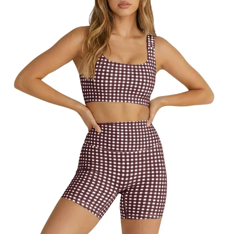 Women's Plaid Two-Piece Athleisure Set