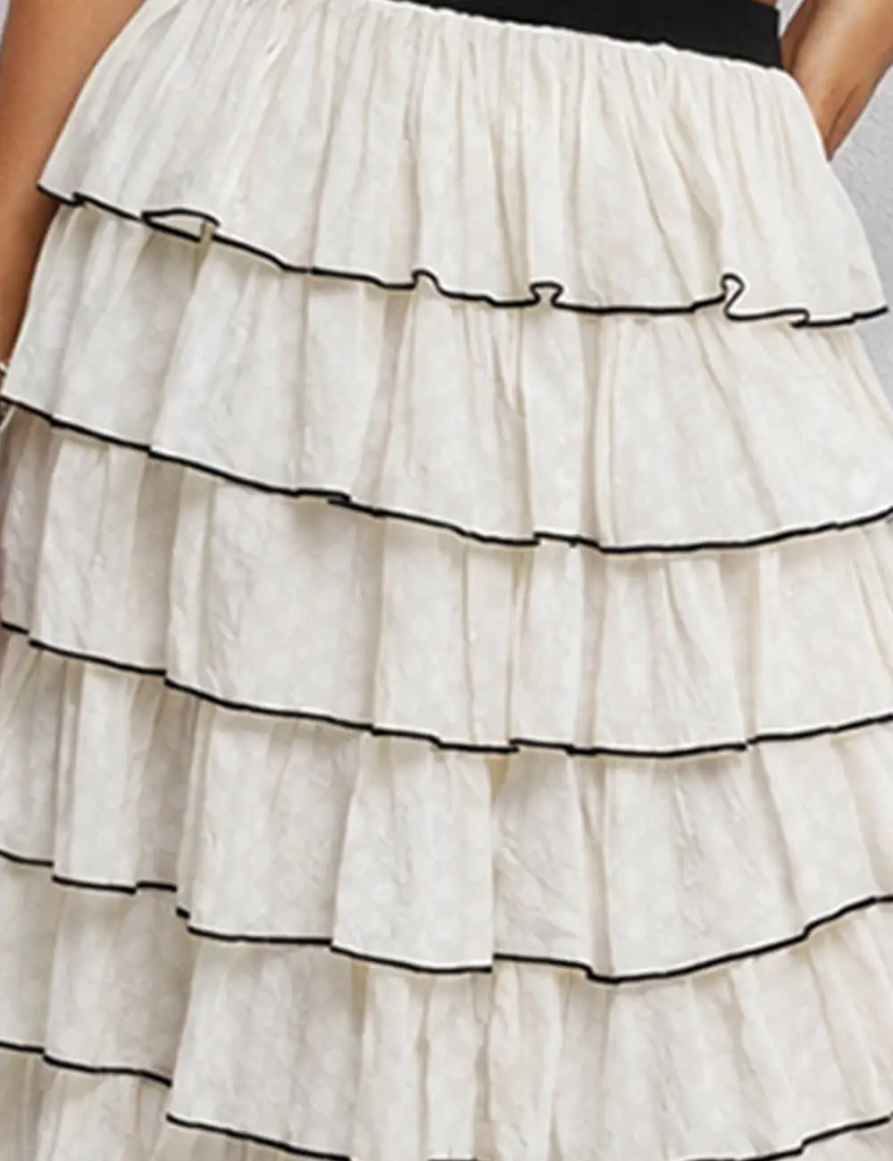 Chic Tiered Ruffle Elastic Waist Midi Skirt