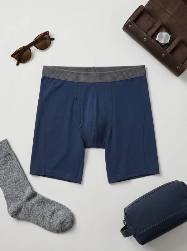 Men's Solid Navy Blue Performance Boxer Briefs