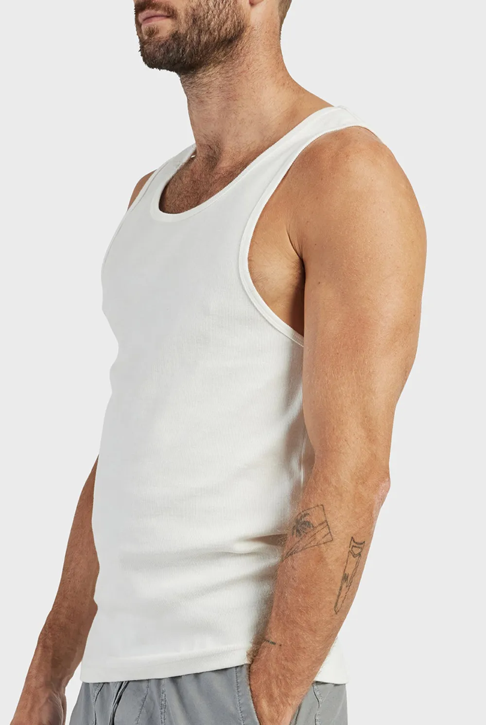 Sleeveless Crew Neck Ribbed Tee