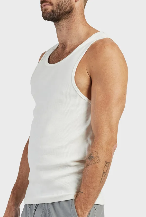 Sleeveless Crew Neck Ribbed Tee