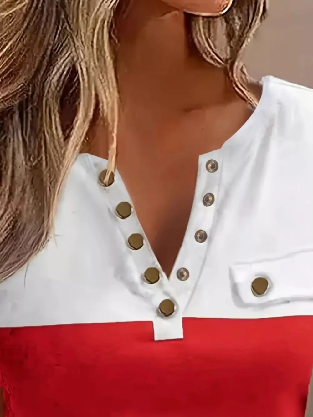 Block Short Sleeve Casual T Shirt