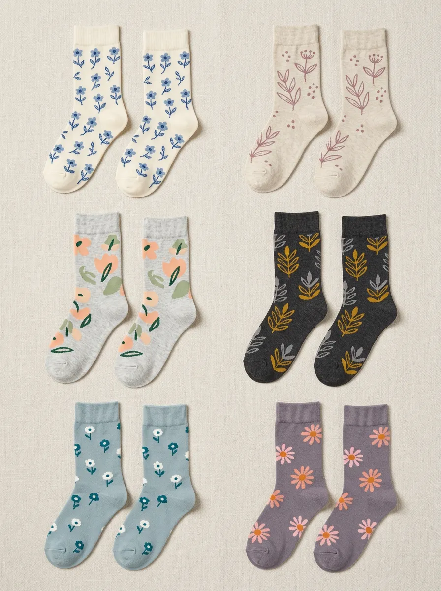Women's Wildflower Botanical Crew Sock Set