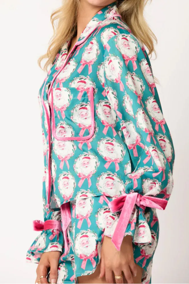 Silky Long Sleeve Shorts Pajama Set