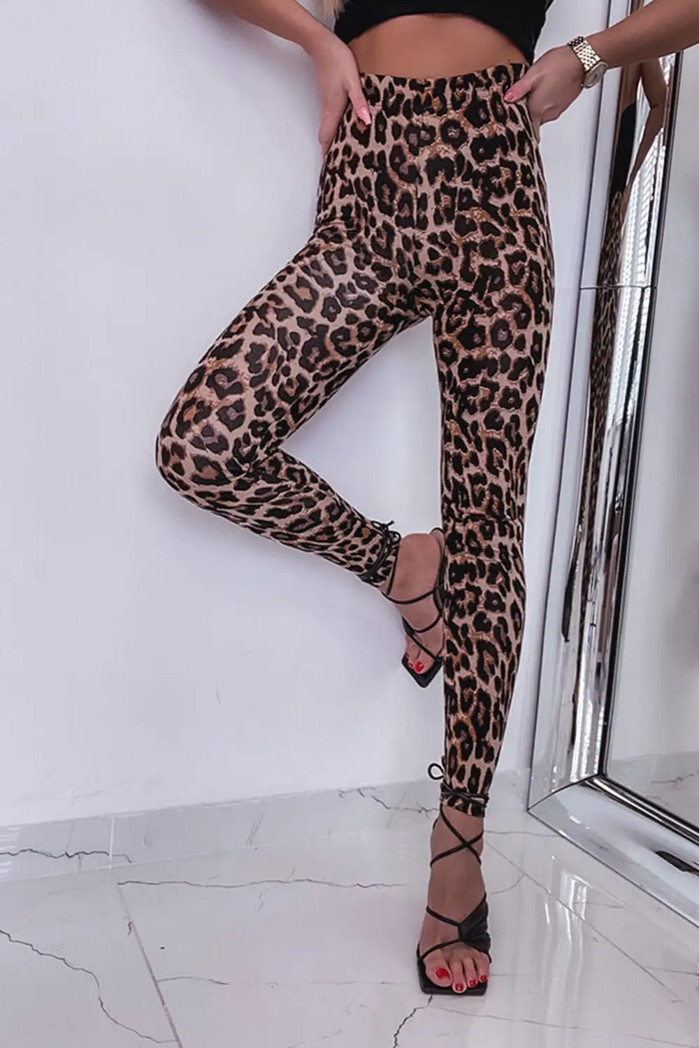 Vintage Leopard Print High Waist Leggings