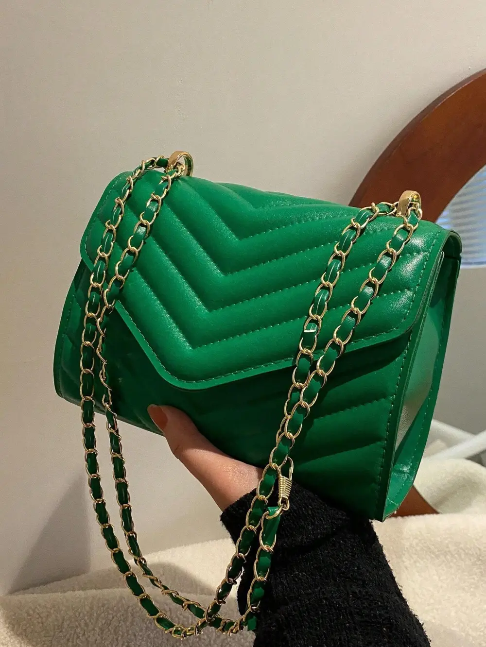 Flap Square Bag Quilted Pattern Minimalist