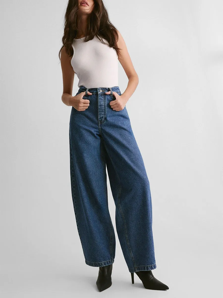 Women's Loose-Fitting Denim Wide-Leg Pants