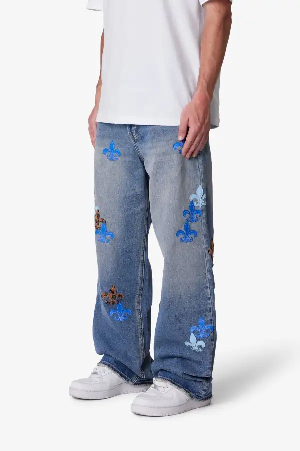 Modern Ultra Baggy Floral Detail Jeans