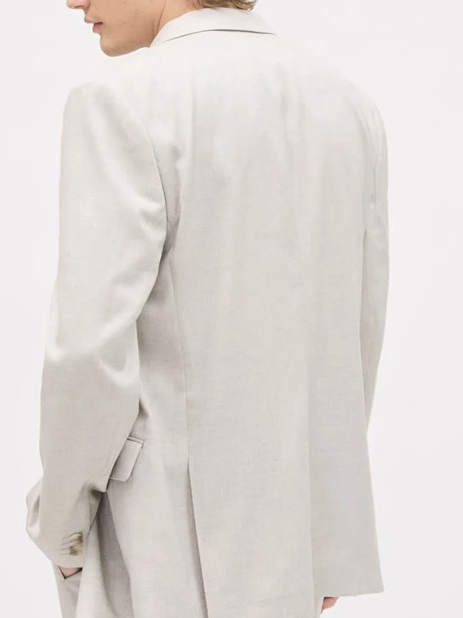 Silver Gray Double Breasted Suit Blazer