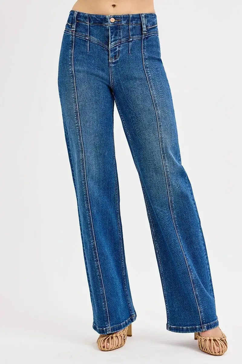 Front Seam Wide Leg Jeans
