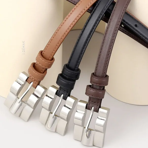 Everyday Skinny Leather Belt with Buckle
