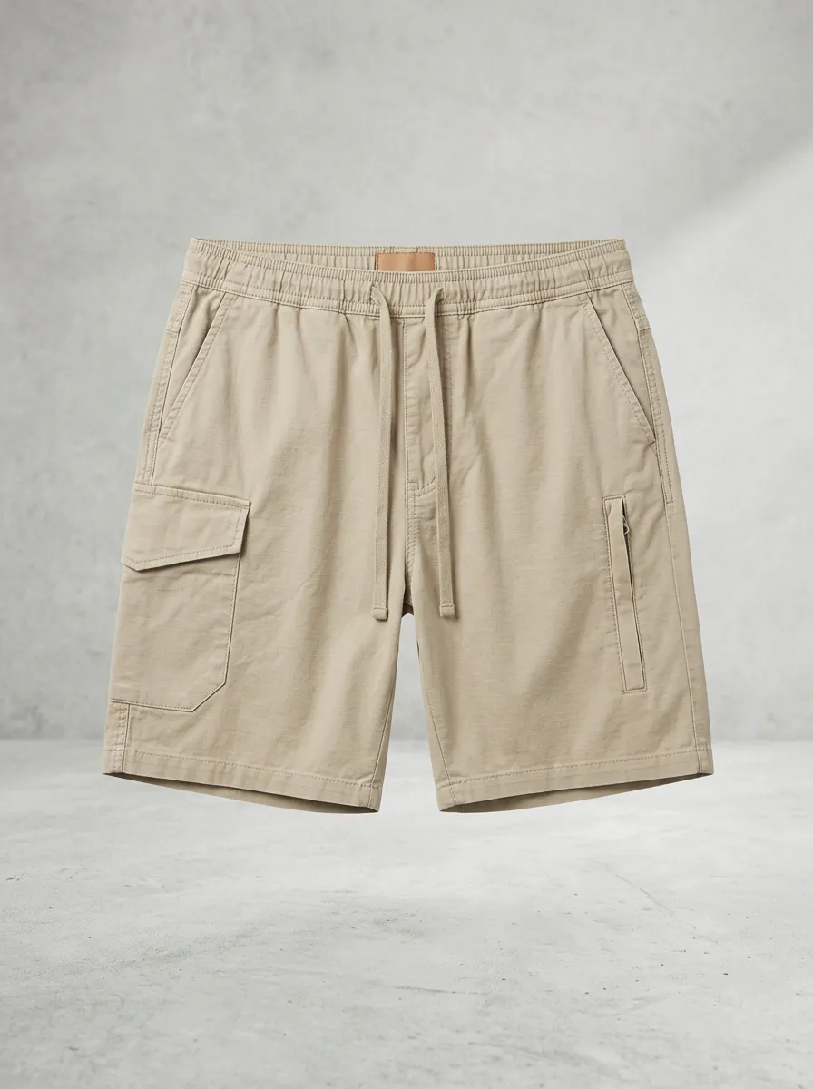 Men's Casual Outdoor Khaki Multi-Pocket Cargo Shorts