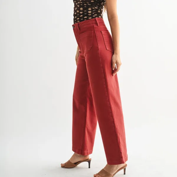 Patch Pocket Wide Leg Jeans
