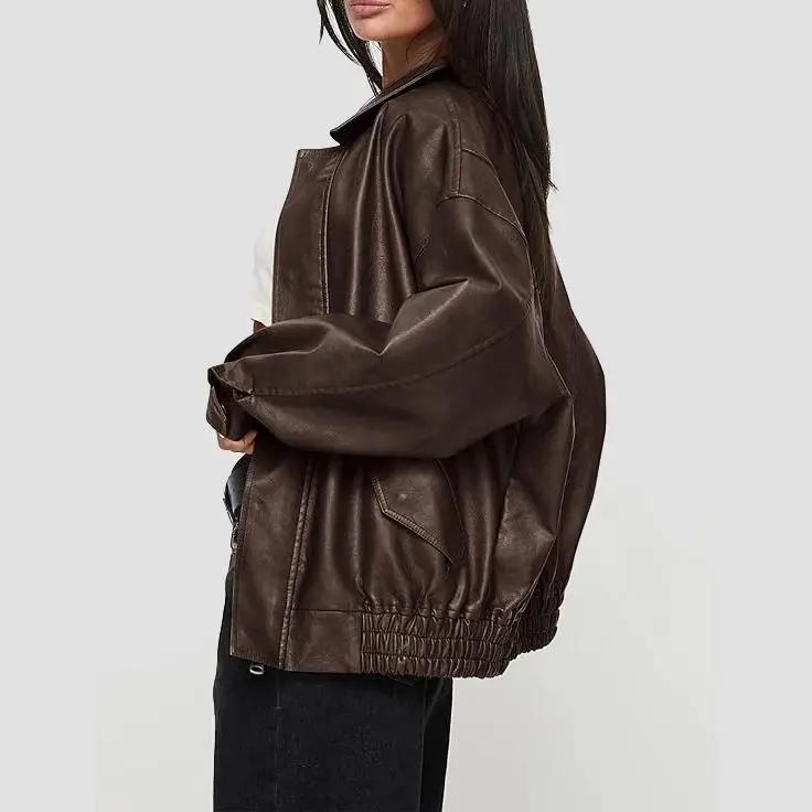 Women'S Faux Leather Motorcycle Jacket
