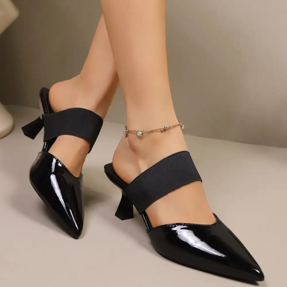 Point Toe Flare Heel Sandals