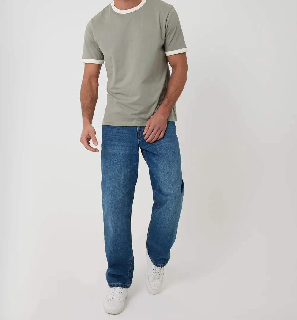 Men's Sage Green Cotton Ringer T-Shirt
