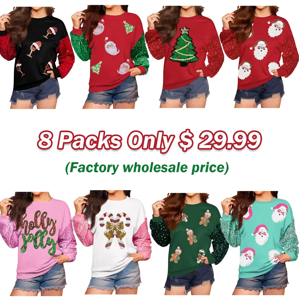 Womens Christmas Santa Sequin Sweatshirt – Sparkle, Celebrate & Stay Cozy