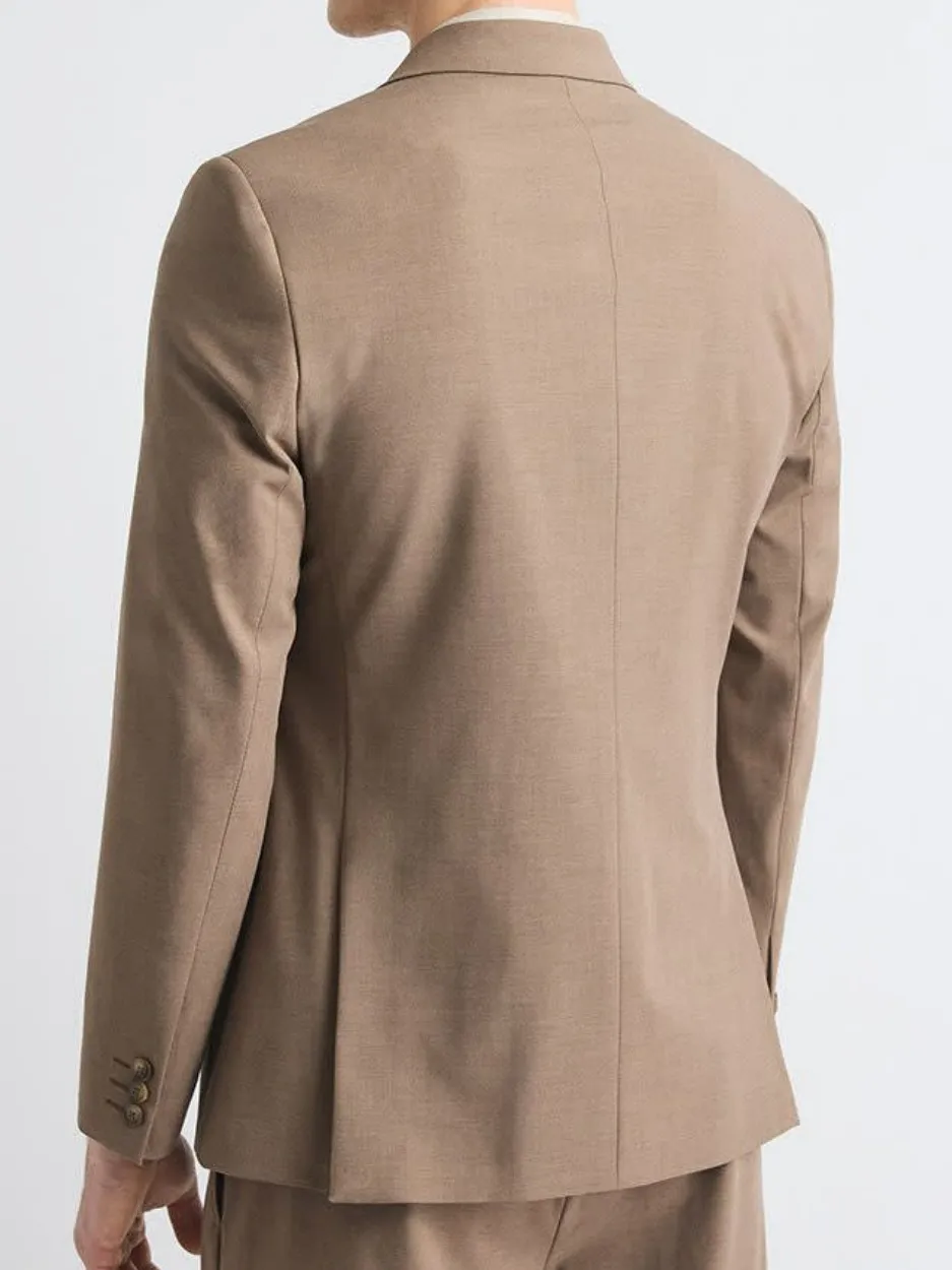 Rose Taupe Relaxed-Fit Double-Breasted  Suit Blazer