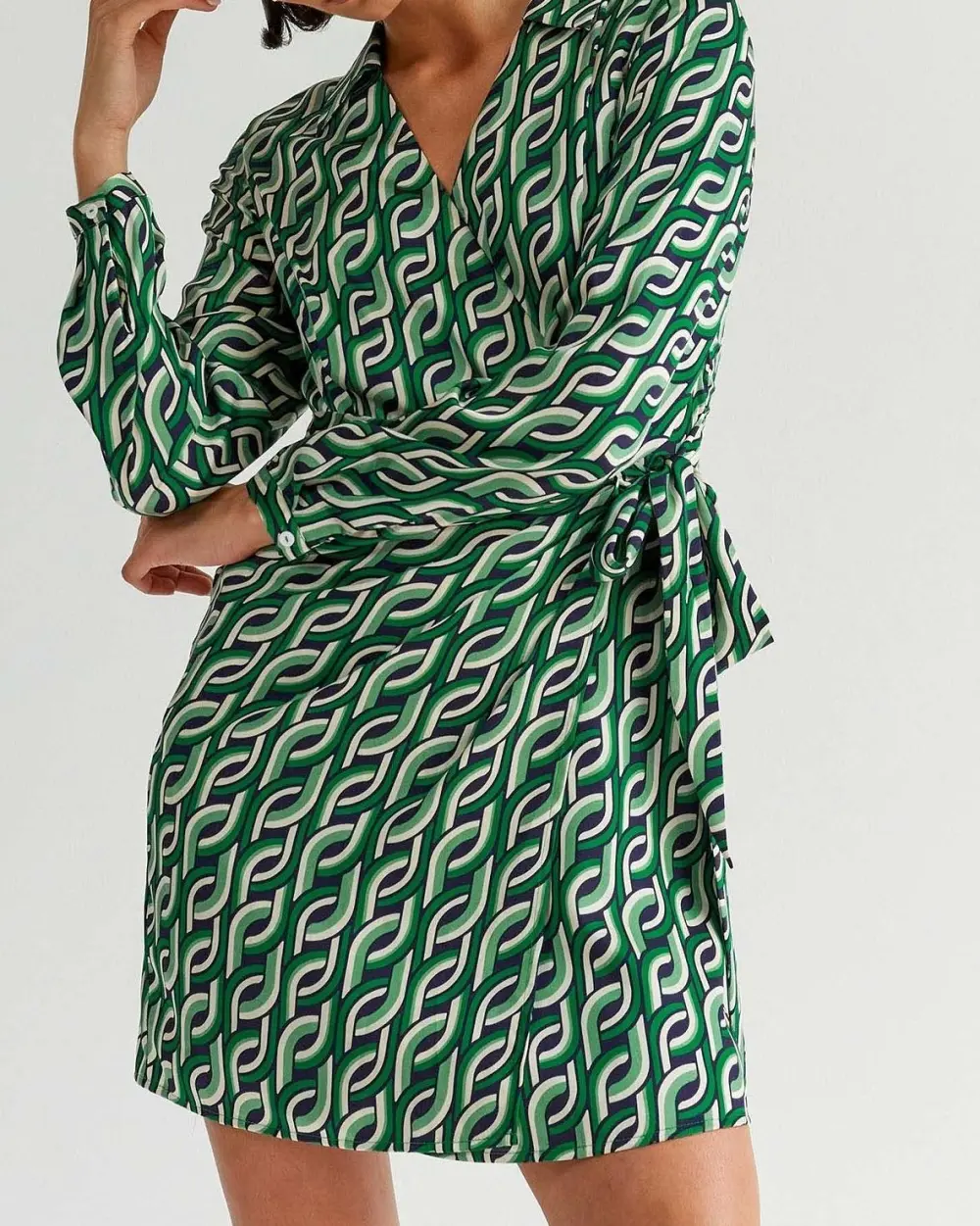 Contemporary Printed Mini Wrap Dress