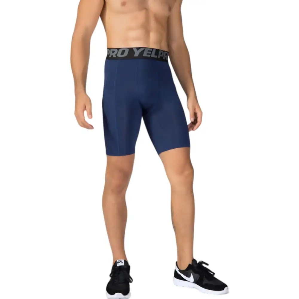 Elastic-Waist Wide-Waistband Compression Stretch Men's Athletic Shorts