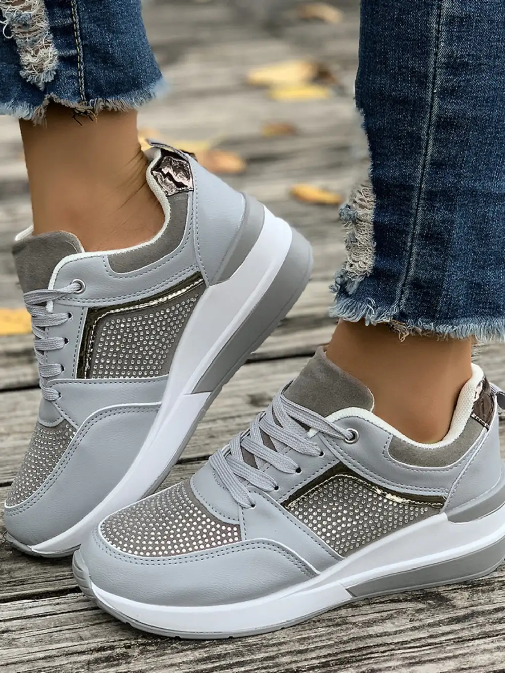 Rhinestone Wedge Sneakers