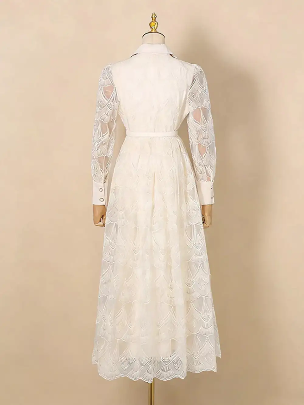 Soft Touch Lace Button Front Midi Dress