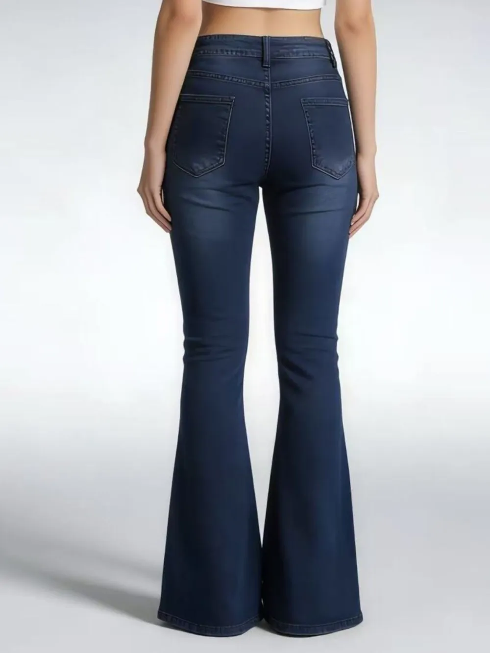 Smooth High Waist Flare Leg Denim Jeans