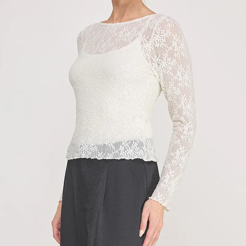 Embroidered Mesh Top