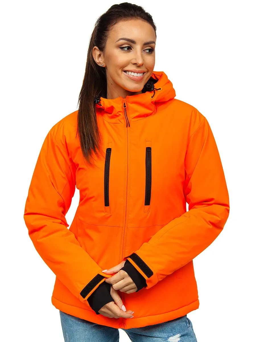 Orange women's winter ski jacket