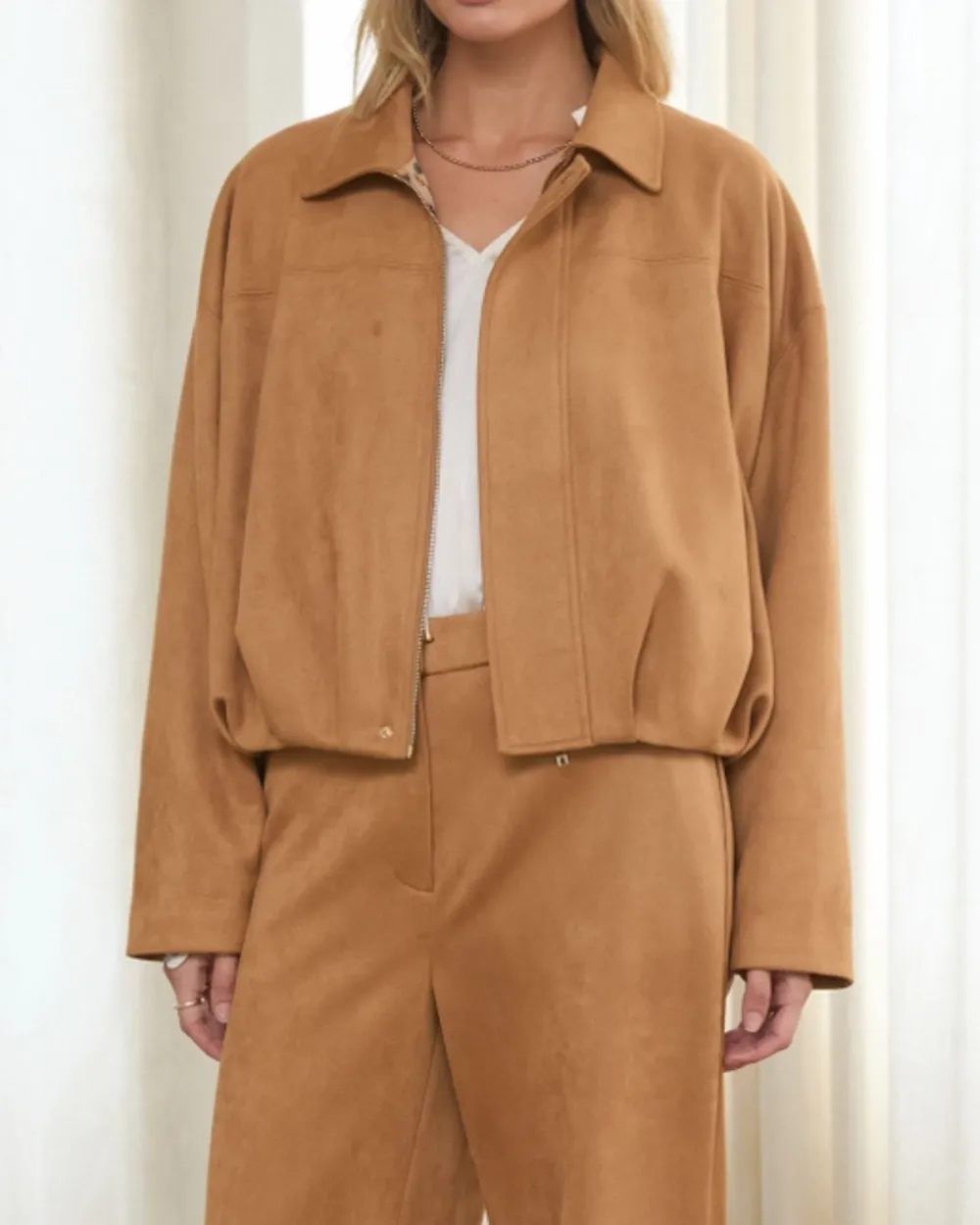 Suede Bubble Hem Jacket