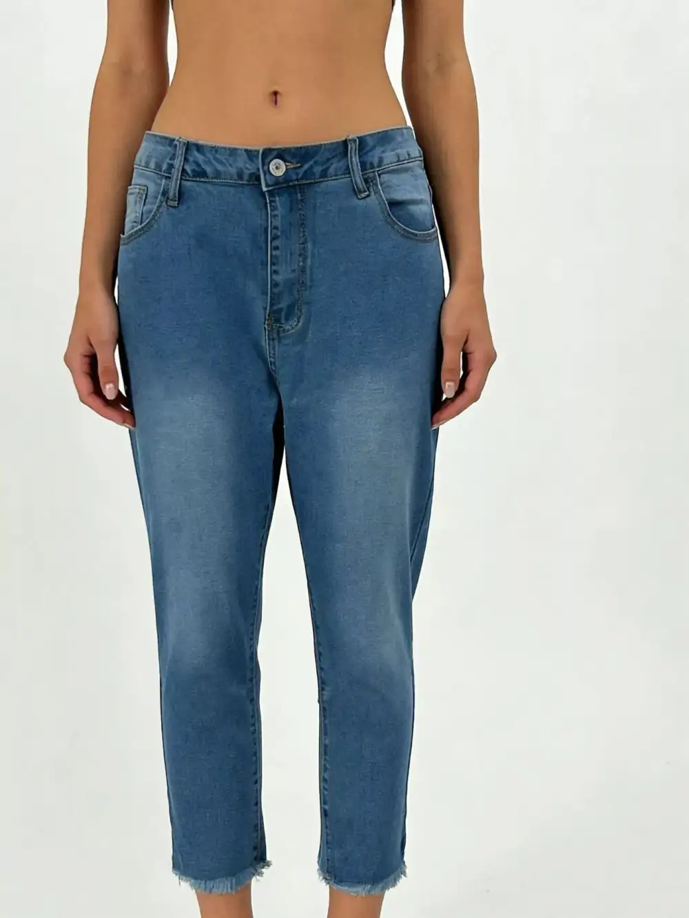 Easy Raw Hem Denim Jeans