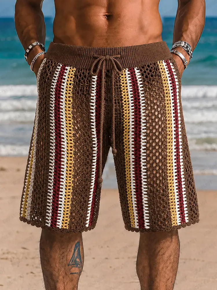 Men's Casual Knit Braided Shorts