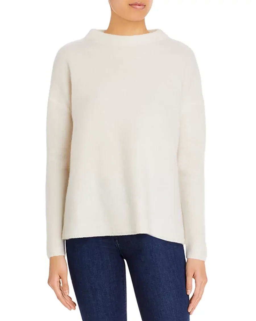 Cashmere Mock Neck Brushed Cashmere Sweater