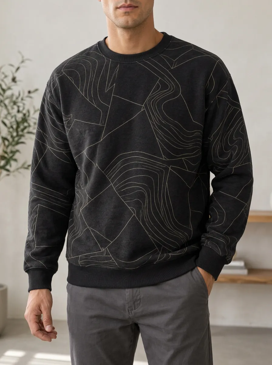 Men's Graphic Print Crewneck Sweatshirt Graphic