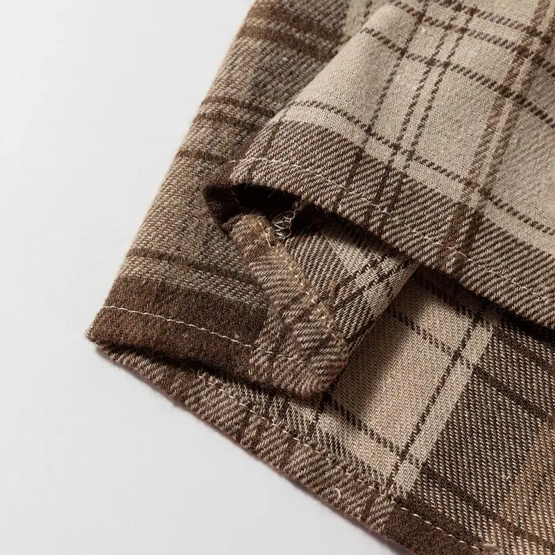 Beige Plaid Patchwork High Waist Sweatshirt Mini Dress