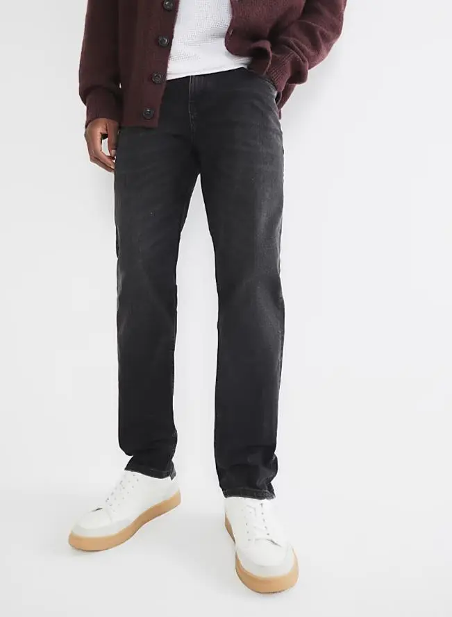 Men's Casual Skinny Washed Black Jeans