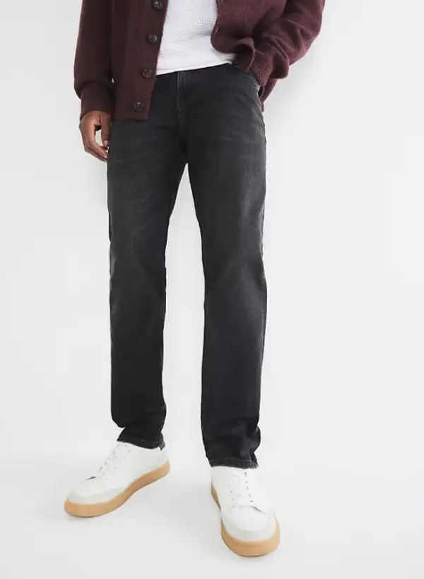 Men's Casual Skinny Washed Black Jeans