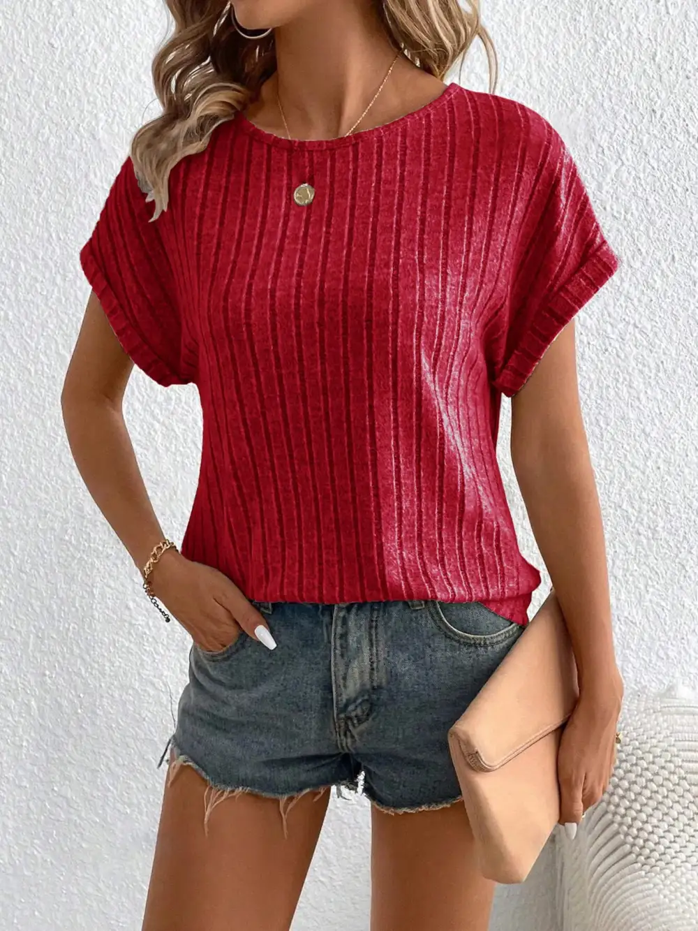 Short-Sleeve Ribbed T-Shirt