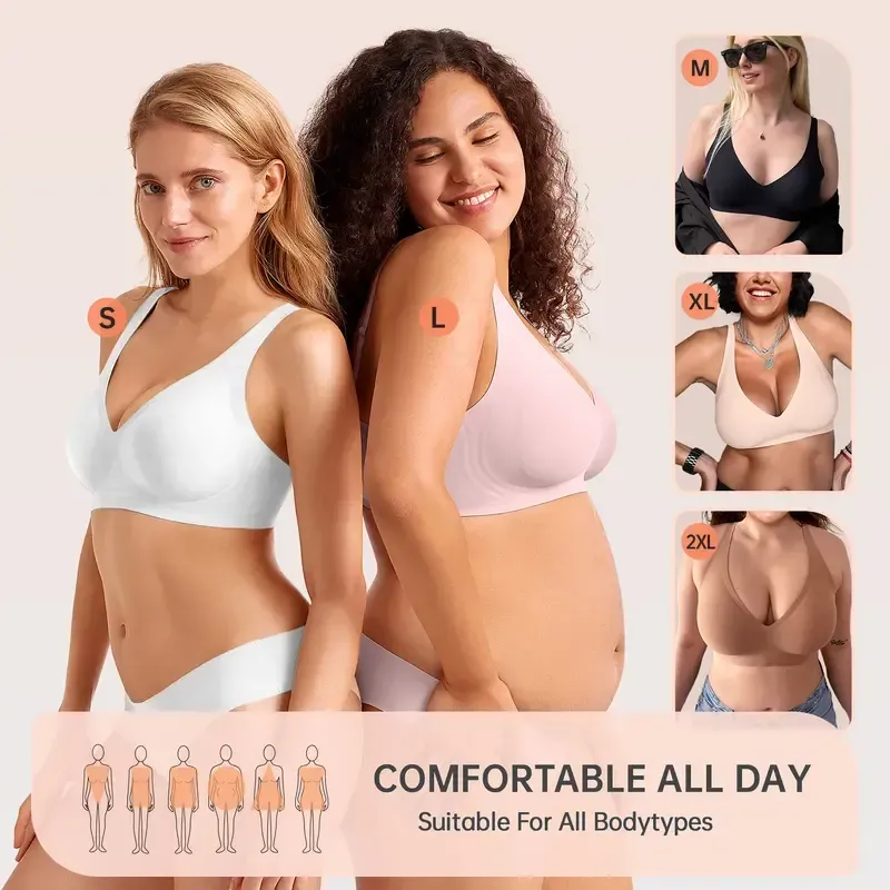 Women's Wireless Seamless Jelly Bra Deep V
