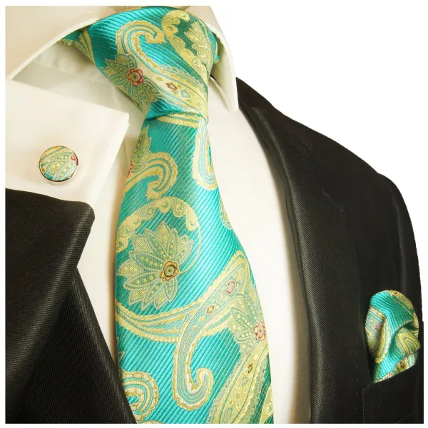 Classic Silk Paisley Men's Necktie Accessory Set