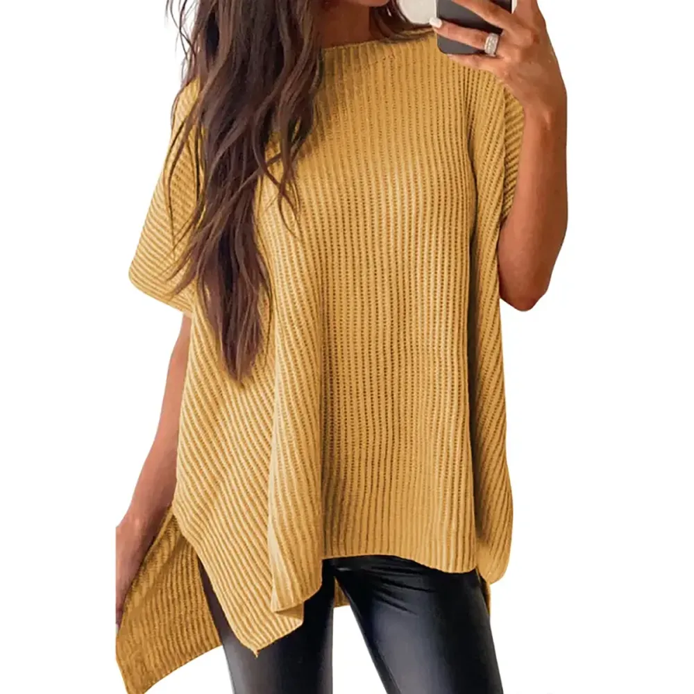 🔥Hot Sale💥 - Women's Round Neck Batwing Short Sleeve Loose Knit Top