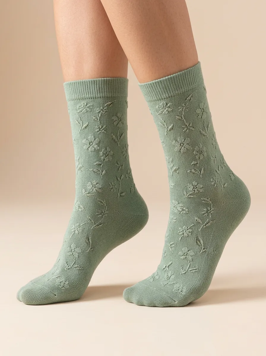 Natural Floral Casual Socks