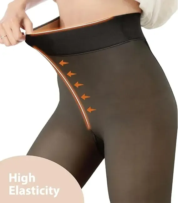 Fleece Lined Tights Sheer Women